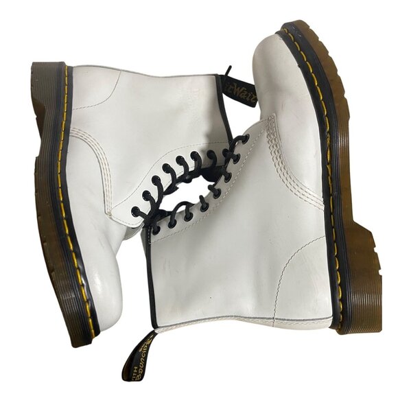 Dr Martens 1460 White Leather Lace Up Boots Womens Size 8 Mens Size 7 - Picture 9 of 11